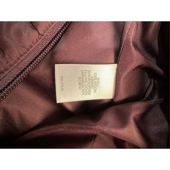 J. Jill women down fill burgundy puffer vest zip up w/ zip pockets XL P #34-0861 - Picture 9 of 10